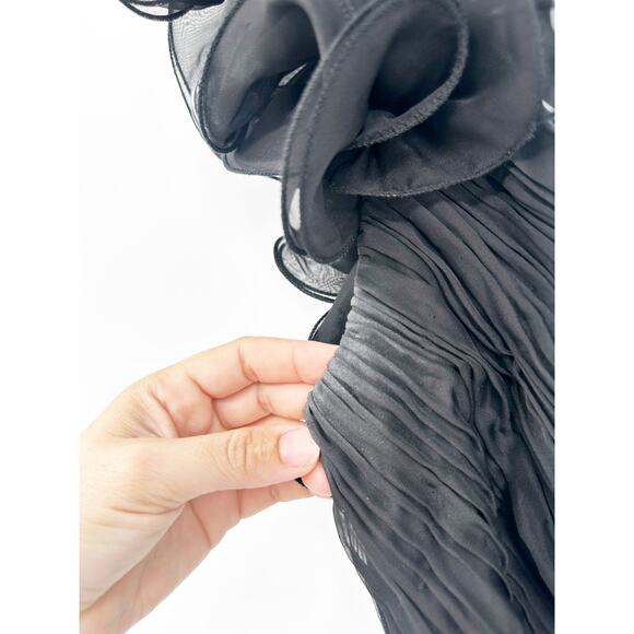 MAC DUGGAL 67989 Black Asymmetrical Hem Lace Up Gown Size 0 - Picture 5 of 7